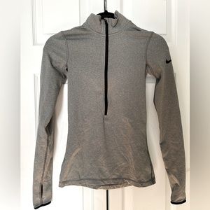 Nike Pro Dri-Fit Grey Fleece Lined Long Sleeve Shirt | S